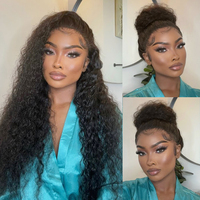 Perruque Vietnamienne Ondulée Profonde en Cheveux Humains, Tissage Complet 360 en Dentelle HD, sans Colle, 30 Pouces, Bouclée, Vague d'Eau, Sangle Invisible