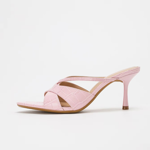 2026 Sandales <span class=keywords><strong>mules</strong></span> sexy pour femmes, roses, à talons aiguilles, effet croco, à brides croisées, à bout ouvert, chaussures de soirée et de bureau, ODM OEM Personnalisé - Product Image 3
