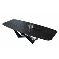 Ensemble de Table à manger rectangulaire moderne en marbre et en métal, meubles de salle à manger, usine chinoise