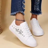 Amazons सबसे अच्छा बेच उत्पादों 2021 स्फटिक महिलाओं स्नीकर्स फ्लैट देवियों सफेद जूते महिला आकस्मिक फ्लैट महिलाओं के जूते पंपों