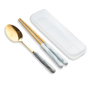 Wholesale Portable 3-Piece <b>Reusable</b> Stainless Steel <b>Chopsticks</b> Fork Spoon Cutlery Kit Travel Utensils Set with Case - Product Image 6