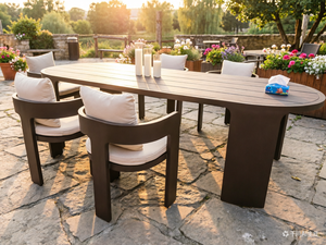 Luxury Modern Design <b>Aluminum</b> Alloy Dining Set Weather-resistant Outdoor Furniture for Garden Patio Villa - Product Image 4