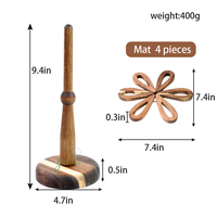 Dessous de plat en bois pour plats chauds Dessous de plat d'arbre Pots 4 Sous-verres en noyer pour Noël Décor à la maison Cuisine pliable Dessous de plat en bois Bowlt