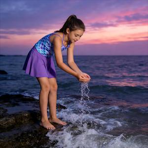 Traje de Baño Tankini Personalizado para Niñas, Traje de Baño de <span class=keywords><strong>Sirena</strong></span> con Tirantes Cruzados Ajustables, Traje de Baño de Dos Piezas para Playa de Verano, Tallas 4-12 - Product Image 4