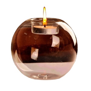 Penjualan Laris Pemegang Lilin Kaca Bola Bulat Tealight Dekorasi 8Cm Bening Kustom - Product Image 1