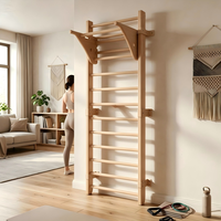 Barres murales en bois AUGER, échelle suédoise avec barre de traction réglable pour la musculation et les étirements à domicile