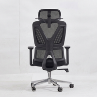 Chaise de bureau ergonomique en maille, dossier haut, pivotante, chaise de direction, appui-tête réglable, support lombaire, base en aluminium