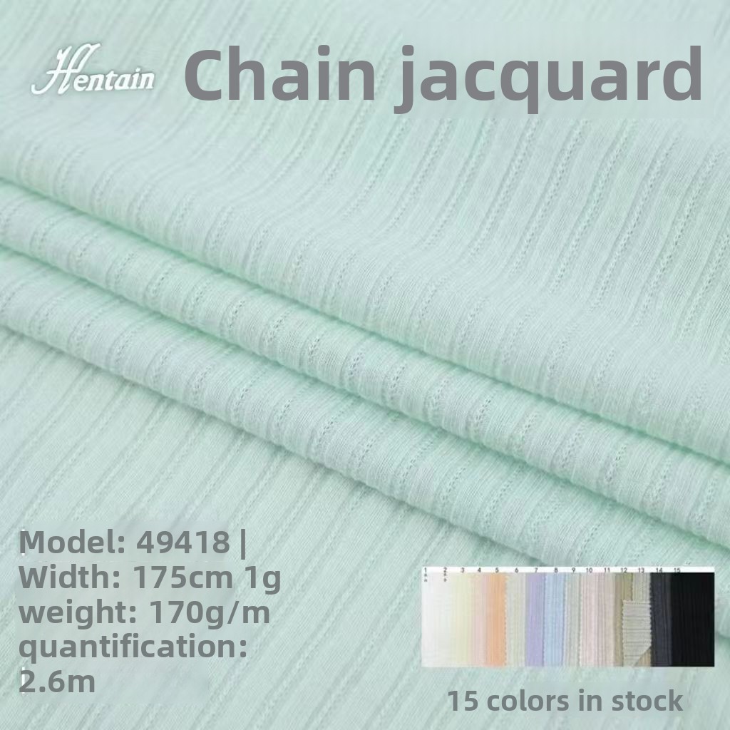 Knitted Chain Jacquard Fabric 170g Cotton Polyester Soft Material For T-shirts, Blouses, Dresses, Casual Wear, Underwear