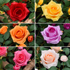 Guirlande de roses artificielles Vixilia, fleurs en soie et plastique pour décoration murale intérieure - Product Image 4