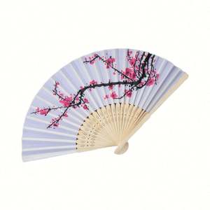 Elegante Abanico Plegable de Bambú Blanco, Portátil, Tradicional, Personalizado para Promociones Escolares, Bodas, Halloween, Amor Chino - Product Image 2