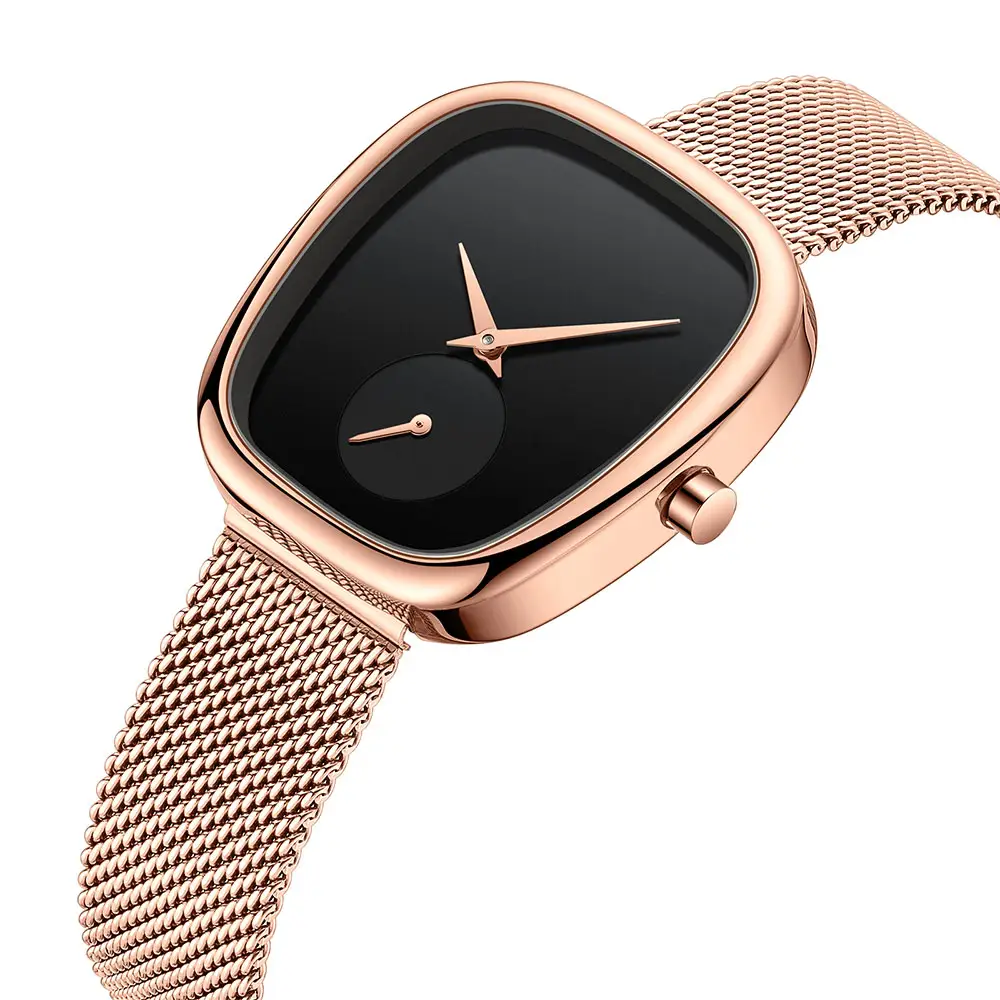 stainless steel minimalist luxury quartz clock business watches for women waterproof irregular square watches with custom logo
