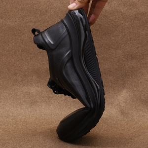 Chaussures de randonnée pour hommes à bout rond en cuir de vache, respirantes, avec semelle extérieure en caoutchouc et semelle intermédiaire en EVA, pour l'automne et les tenues décontractées - Product Image 4