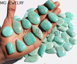 100% cabujones sueltos hechos a mano lisos de amazonita Natural cabujones de piedra verde Natural de lujo para hacer joyas - Product Image 4