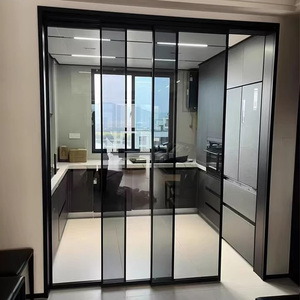 Puerta corredera <span class=keywords><strong>de</strong></span> vidrio templado <span class=keywords><strong>de</strong></span> una sola capa, diseño moderno <span class=keywords><strong>de</strong></span> aleación <span class=keywords><strong>de</strong></span> aluminio para particiones <span class=keywords><strong>de</strong></span> balcón <span class=keywords><strong>de</strong></span> cocina, estructura <span class=keywords><strong>de</strong></span> <span class=keywords><strong>tres</strong></span> paneles para - Product Image 2