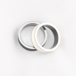 yunnique Geometric <b>Titanium</b> Steel Epoxy Resin <b>Black</b> White Enamel <b>Rings</b> Unisex Engagement Jewelry - Product Image 3