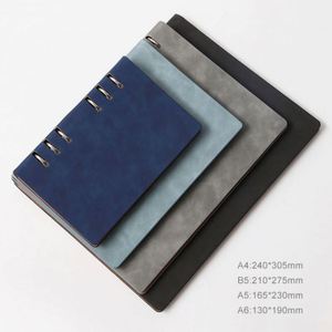 Custom Magnetic Buckle Promotional Business A5 PU Silk <b>Screen</b> Printed Loose-<b>Leaf</b> 6 Ring Refillable Notebook Binder - Product Image 5