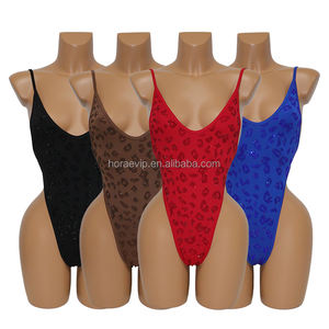 S704 Nuevo Body de Cristal con Estampado de Leopardo Ropa de Baile Exótico Sexy para Stripper Traje de Baño de Una Pieza con Pedrería para Espectáculo de Danza - Product Image 1