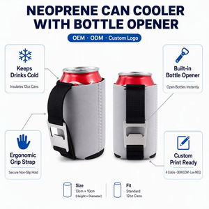 Custom Sublimation Neoprene Beer Can Sleeve Bottle Cooler Insulated Drink Koozee 3mm 5mm with Opener Handle OEM Wholesale Bulk - Product Image 5