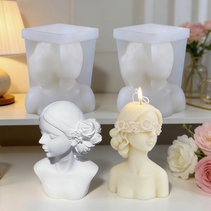 Blindfolded Girl Scented <b>Candle</b> Silicone <b>Mold</b> DIY European Style Closed Eye Craft Ornament Plaster <b>Mold</b> - Product Image 2