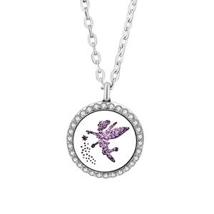 Collier pendentif diffuseur d'huiles essentielles ouvrable à motif animalier en strass - Product Image 3