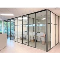 Séparation de l'espace de bureau moderne et transparent Salle de conférence Mur de séparation Cadre en aluminium Cloison en verre
