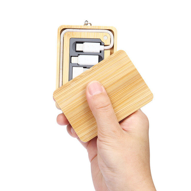 Bamboo Box Six-in-One 60W Pure Copper Wheat Straw TPE Jacket Fast Charging Pocket Cable Kit for Mobile Phone