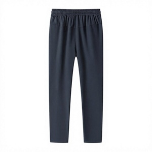 Unisex Lightweight 100% Cotton Casual Breathable Stretch Drawstring Mid Waist Flat Front Worsted <b>Trousers</b> for Summer - Product Image 4