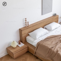 Lit en bois massif nordique, style japonais moderne minimaliste, lit bas Tatami, lit flottant, noyer noir, chêne blanc, lit pour gîte