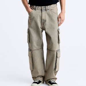 Jeans Cargo para Hombre, Estilo Urbano, Retro, Lavados, Desgastados, de Pierna Ancha, Personalizados, al por Mayor - Product Image 5