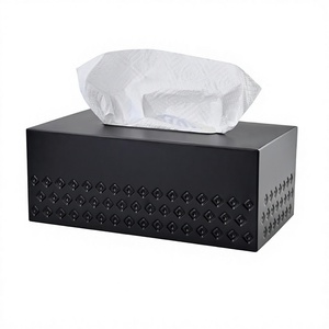 <b>Tissue</b> Box Cover Metal Rectangular <b>Tissue</b> Holder with Magnets Base Modern Cube <b>Paper</b> Facial Holder for Bathroom Counter Top - Product Image 1