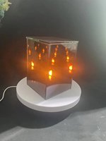 Bougie LED avec miroir infini en verre - Effet de flamme vacillante sans flamme, lumière décorative en forme de tunnel