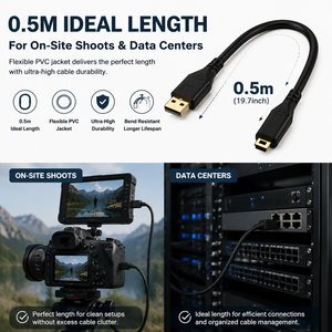 สายดาต้า Mini USB 2.0 แบบ AM ต่อ Mini B 5 พิน ความยาว 0.5 เมตร สายถักป้องกันสัญญาณรบกวน ความเร็วสูง สำหรับกล้องดิจิตอลและเครื่องเล่น MP3/MP4 - Product Image 2