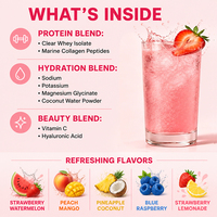 Poudre de boisson protéinée Clear Whey de 20g, collagène, électrolytes, supplément d'hydratation, saveur fraise-limonade, boisson riche en protéines