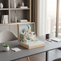 Boîte à gâteaux de lune 3D avec structure animée, emballage cadeau carré en papier pour gâteaux de festival
