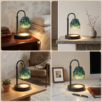 Lámpara de Noche Moderna de Vidrio y Madera con Forma de Flor, Lámpara de Escritorio LED Regulable, Lámpara Calentadora de Velas para Iluminación Interior, Decoración de Hotel y Hogar
