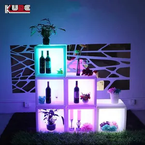 Vuông Cube Shape Led Ice Bucket nhựa không thấm nước màu sắc thay đổi tường trang trí lưu trữ