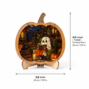 Rompecabezas de madera con forma de calabaza, escena de fantasma, esqueleto y bruja, adornos de escritorio de Halloween, juego de ensamblaje DIY espeluznante para otoño, decoración. - Product Image 6