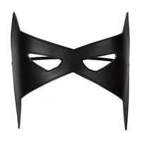Masque de chauve-souris noir gaufré en PU semi-rigide, couvrant la moitié du visage, pour Halloween et soirées à thème