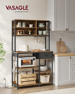 Vasagle 12 פרסות בר קפה לעמוד עם מדפים אחסון מתכווננת עם מגירה - Product Image 2