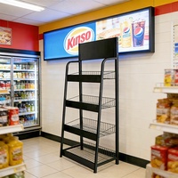 Présentoir sur pied en fil métallique personnalisé pour magasin de détail, idéal pour le pain, les snacks, les bonbons, les chips, les conserves et les produits alimentaires.