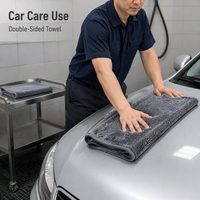 Serviette de voiture en microfibre double face à boucles torsadées, chiffon de séchage pour detailing automobile à double boucle spirale, logo personnalisé, vente en gros
