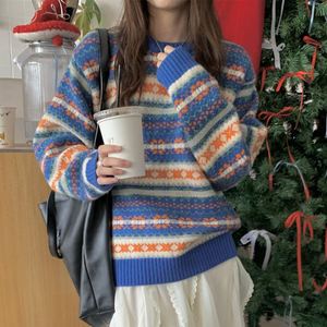 Suéteres de Punto para Mujer IStapromo, Estilo Navideño Rojo, Cuello Redondo, Manga Larga, Casual - Product Image 3