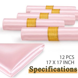 ผ้าปูโต๊ะผ้าซาติน ผ้าเช็ดปาก ขนาด 17x17 นิ้ว สีขาว ผ้าเช็ดปากงานแต่งงานเนื้อเนียน ซักได้ ชุดผ้าปูโต๊ะหรูหราสำหรับรับประทานอาหาร - Product Image 3