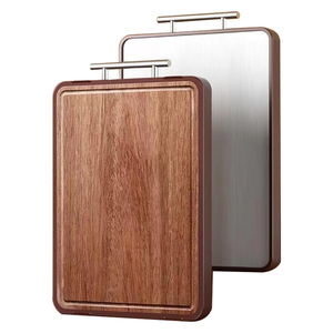 Planche à découper nouvelle, durable, double face, épaisseur 2,0 cm, en ébène et acier inoxydable, antimicrobienne, facile à nettoyer - Product Image 1