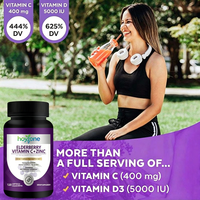 OEM Private Label Zwarte Vlierbes Vitamine C Zink Capsules 5-in-1 Immuunondersteunende Supplement Vitamine D3 Gember Veganistisch Volwassenen 120 stuks