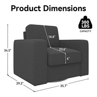 Fauteuil d'appoint pivotant convertible extra large avec housse en coton écologique imperméable et pieds en métal durables - Design moderne pour salle à manger