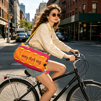 Sac de guidon de vélo en toile imperméable avec logo personnalisé, design baril, rangement intelligent, poches intérieures et latérales