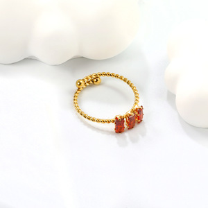 Fashion <b>Rings</b> Colored Zircon <b>Adjustable</b> Stainless Steel Women's Jewelry Gift Geometric Design Prong Setting - Product Image 3