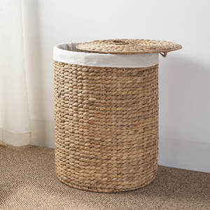 Vietnam <b>Round</b> Tall Water Hyacinth Woven <b>Wicker</b> Laundry Sorter Hamper with Lidded <b>Basket</b> Cheap Price - Product Image 6