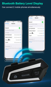 Casque de moto TOUCARE <span class=keywords><strong>T12s</strong></span> avec écouteurs Bluetooth, demi-casque, entièrement étanche, réduction du bruit, intercom longue portée dédié - Product Image 5